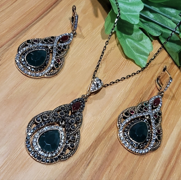 Turkish Vintage Looking Jewelry Set forWomen,NEW,2pc,Ethnic,Wedding,HandmadeGift - Picture 4 of 9